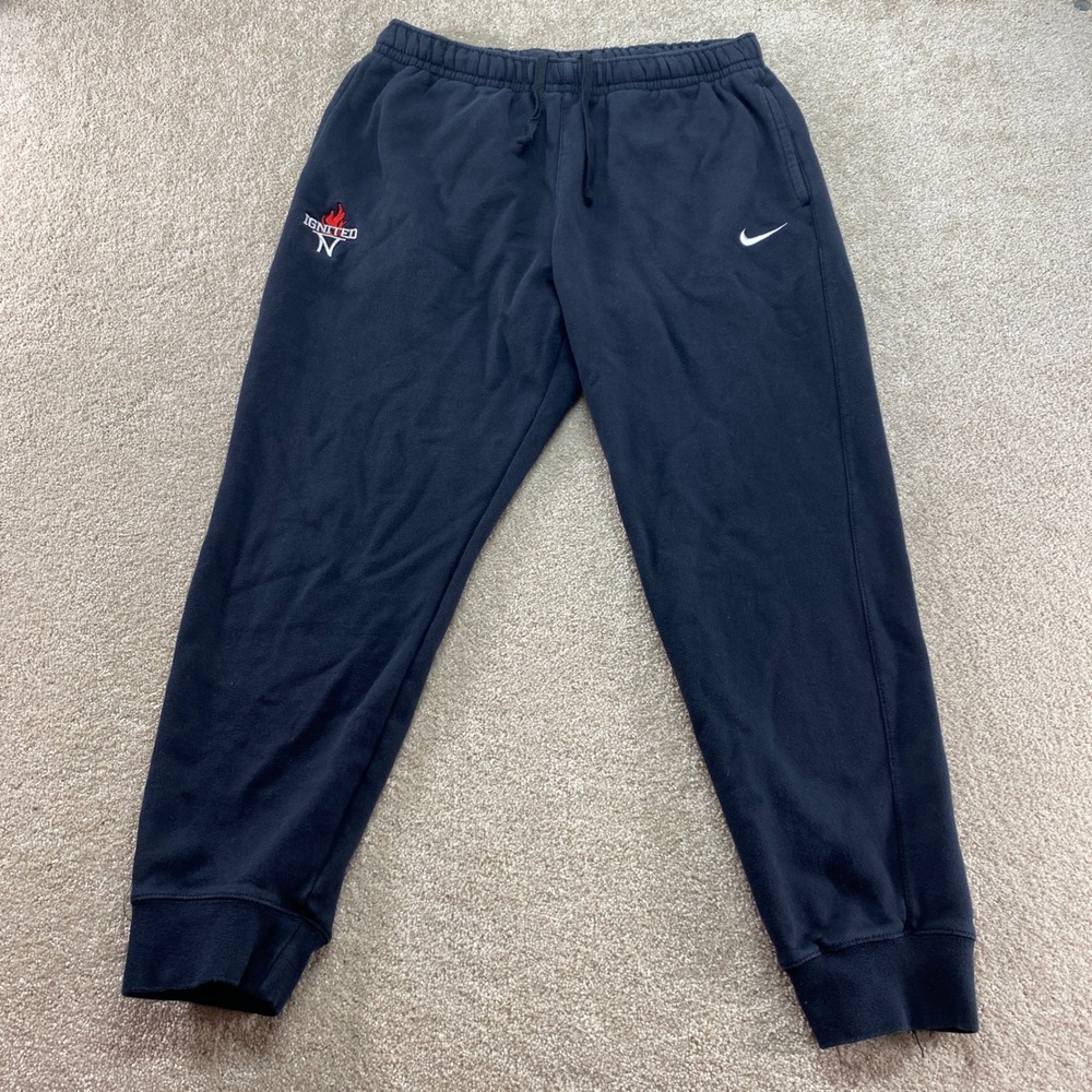 Nike Jogger Sweatpants Mens Size Large Black Logo Athletic Drawstring